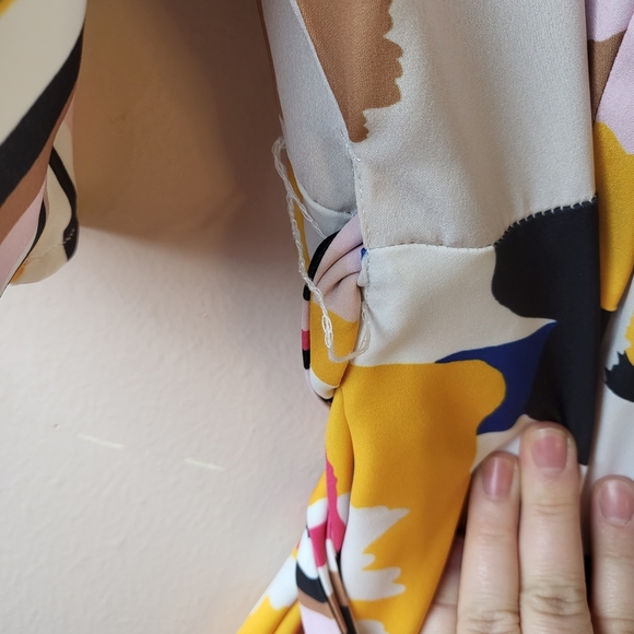 Eloquii Floral Stripe Kimono Sleeve Wrap Dress - Picture 5 of 8